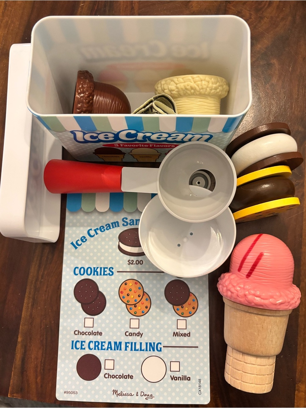 Melissa & Doug Wooden Play Ice Cream Set